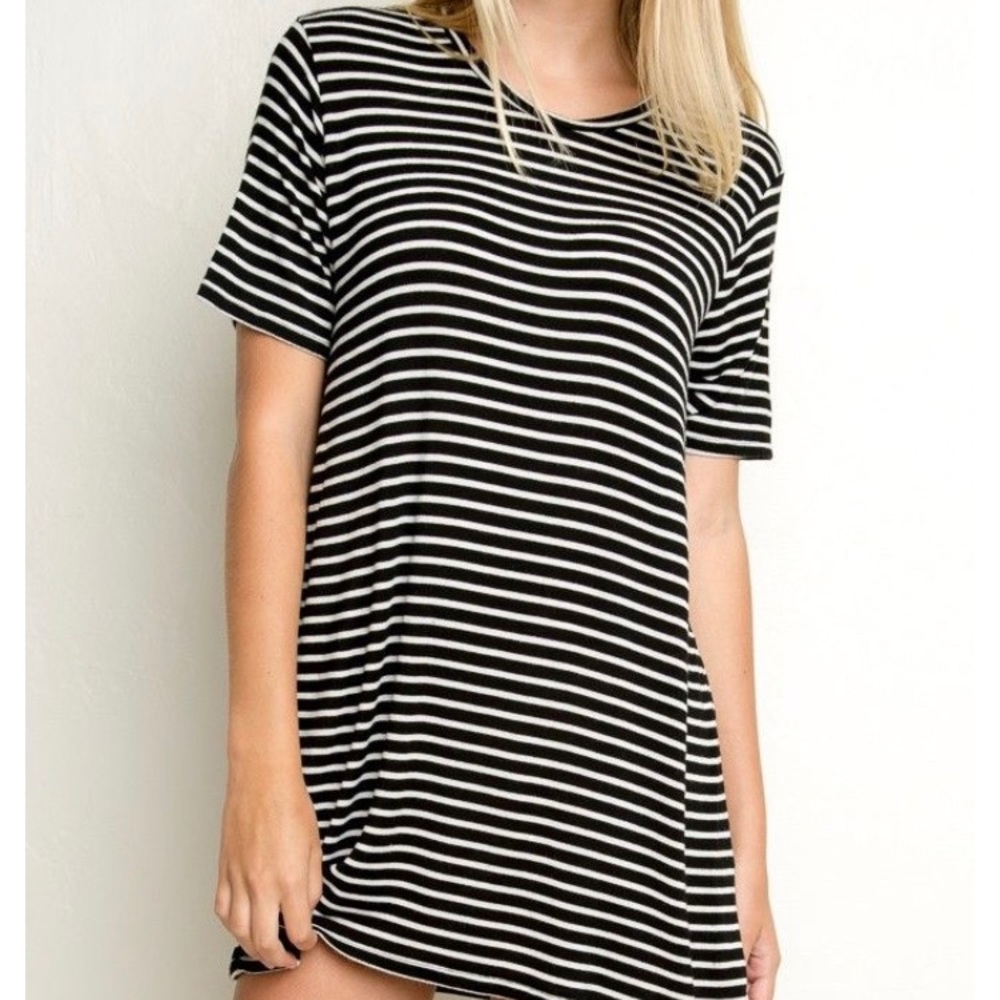 Black and white striped dress
